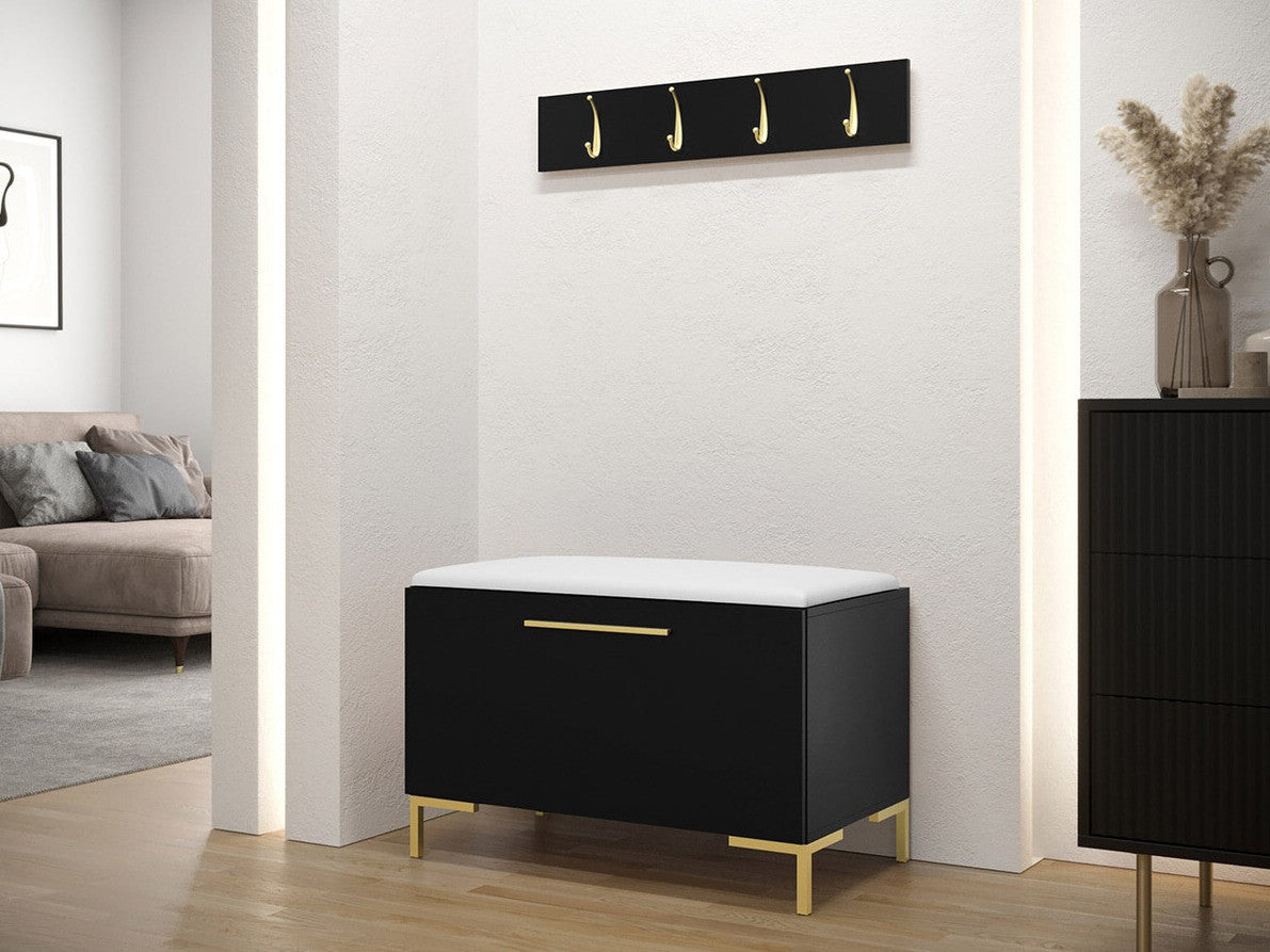 Előszoba garnitúra ZILION VIII (Frunemfta VIII), Keret színe: Fekete, Puha falpanel színe: Öko bőr Soft 017