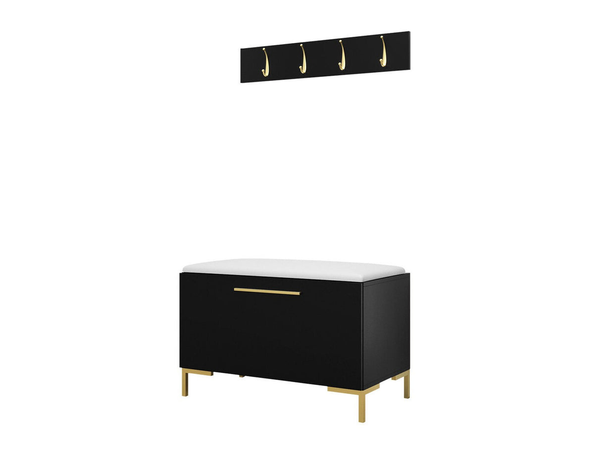 Előszoba garnitúra ZILION VIII (Frunemfta VIII), Keret színe: Fekete, Puha falpanel színe: Öko bőr Soft 017