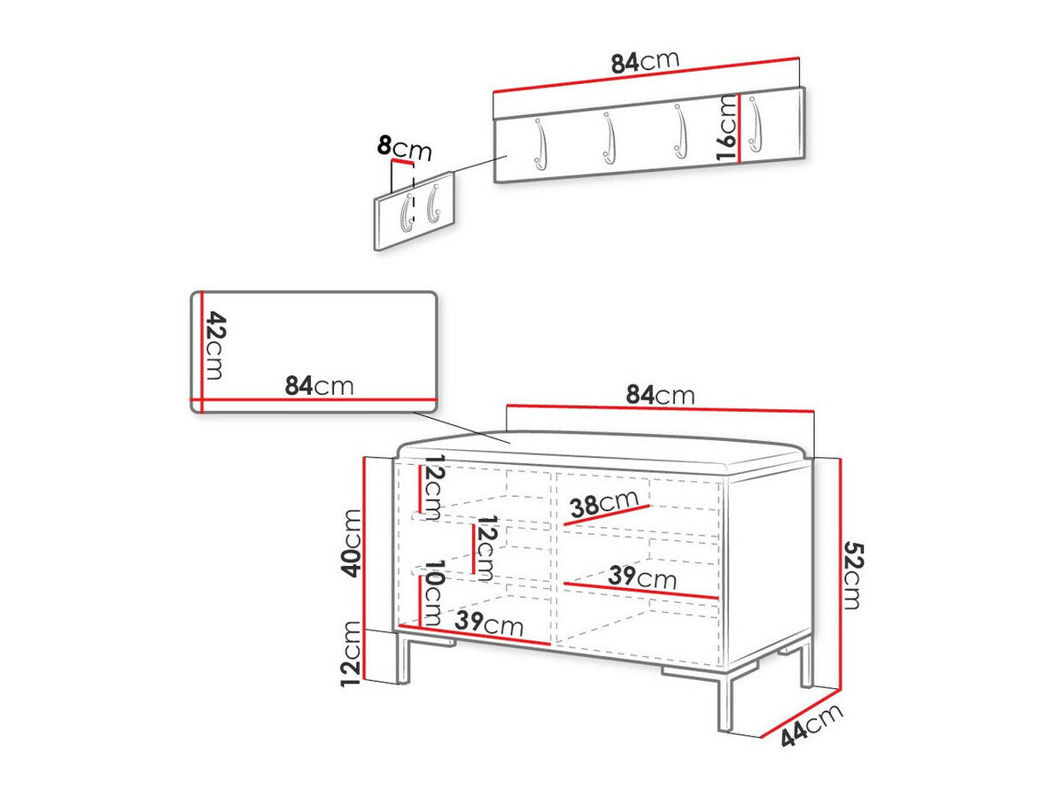 Előszoba garnitúra ZILION VIII (Frunemfta VIII), Keret színe: Fehér, Puha falpanel színe: Manila 26