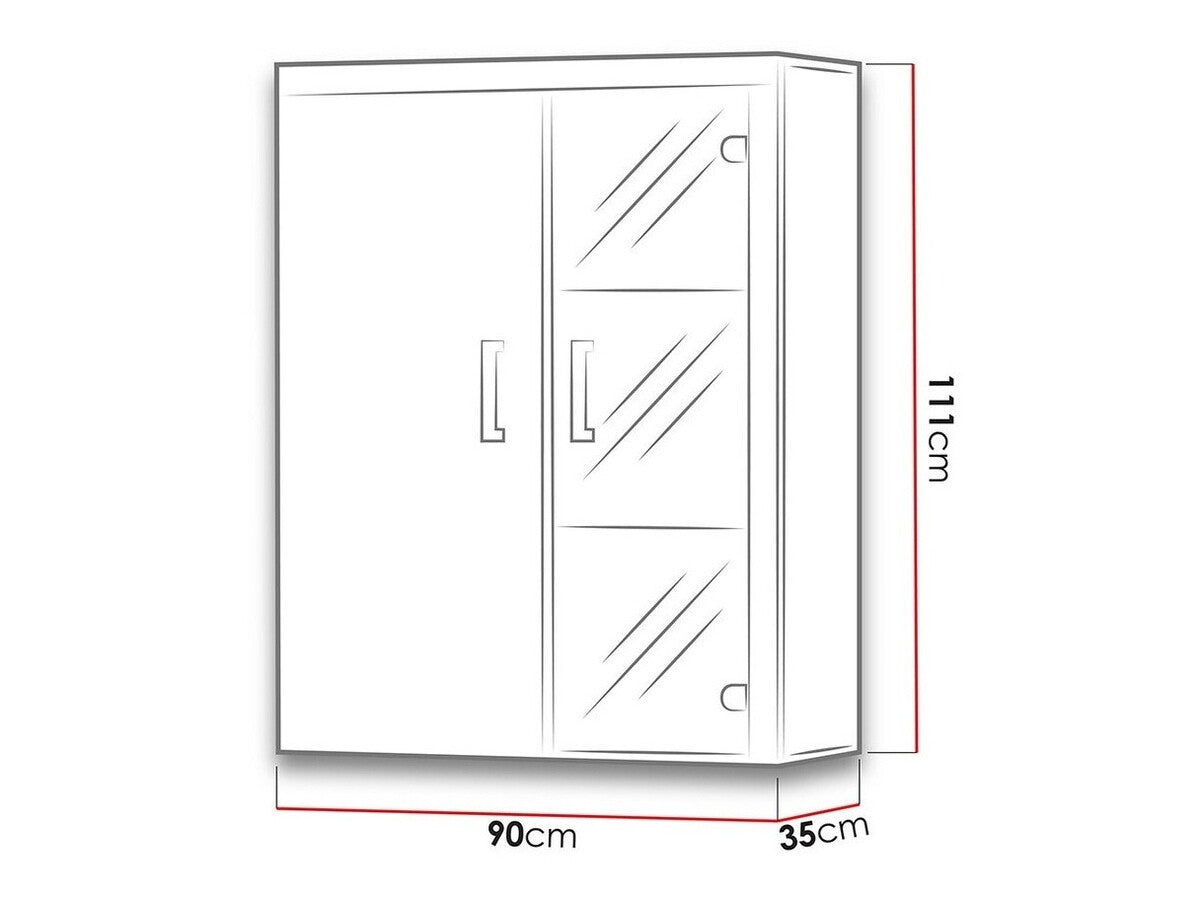 Fali szekrény Samba 4 (Mamba MA4), Led világítás: Igen RGB, Szín: Fehér + Fényes fekete