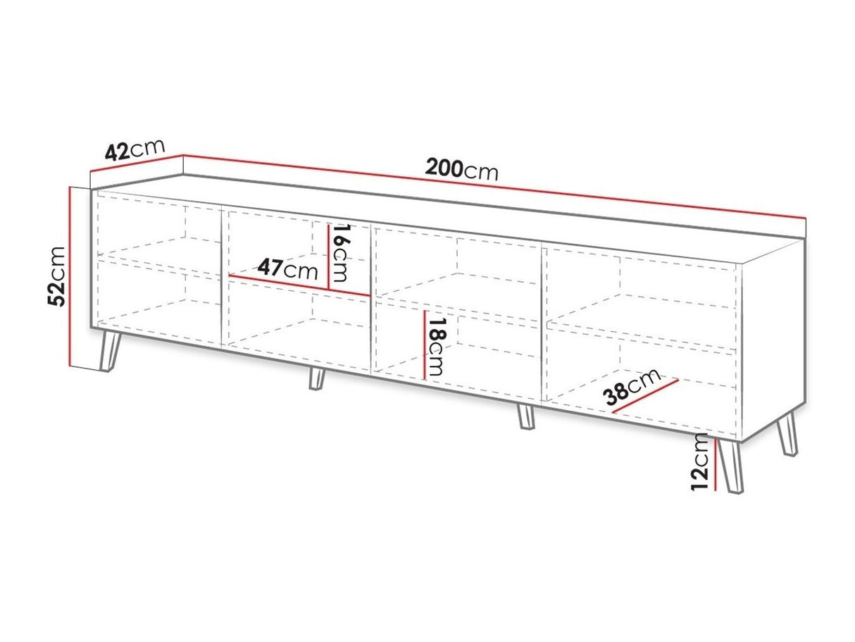 TV-állvány ABETO 200 (Zitok 200), Szín: Fehér + Fényes fehér