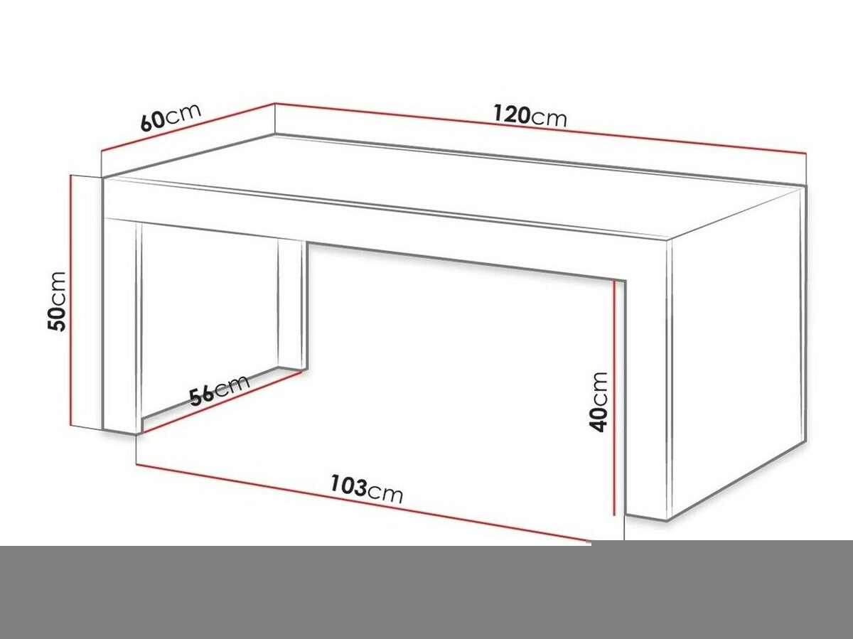 Dohányzóasztal MILA (Quintus), Szín: Wotan tölgy + Fekete