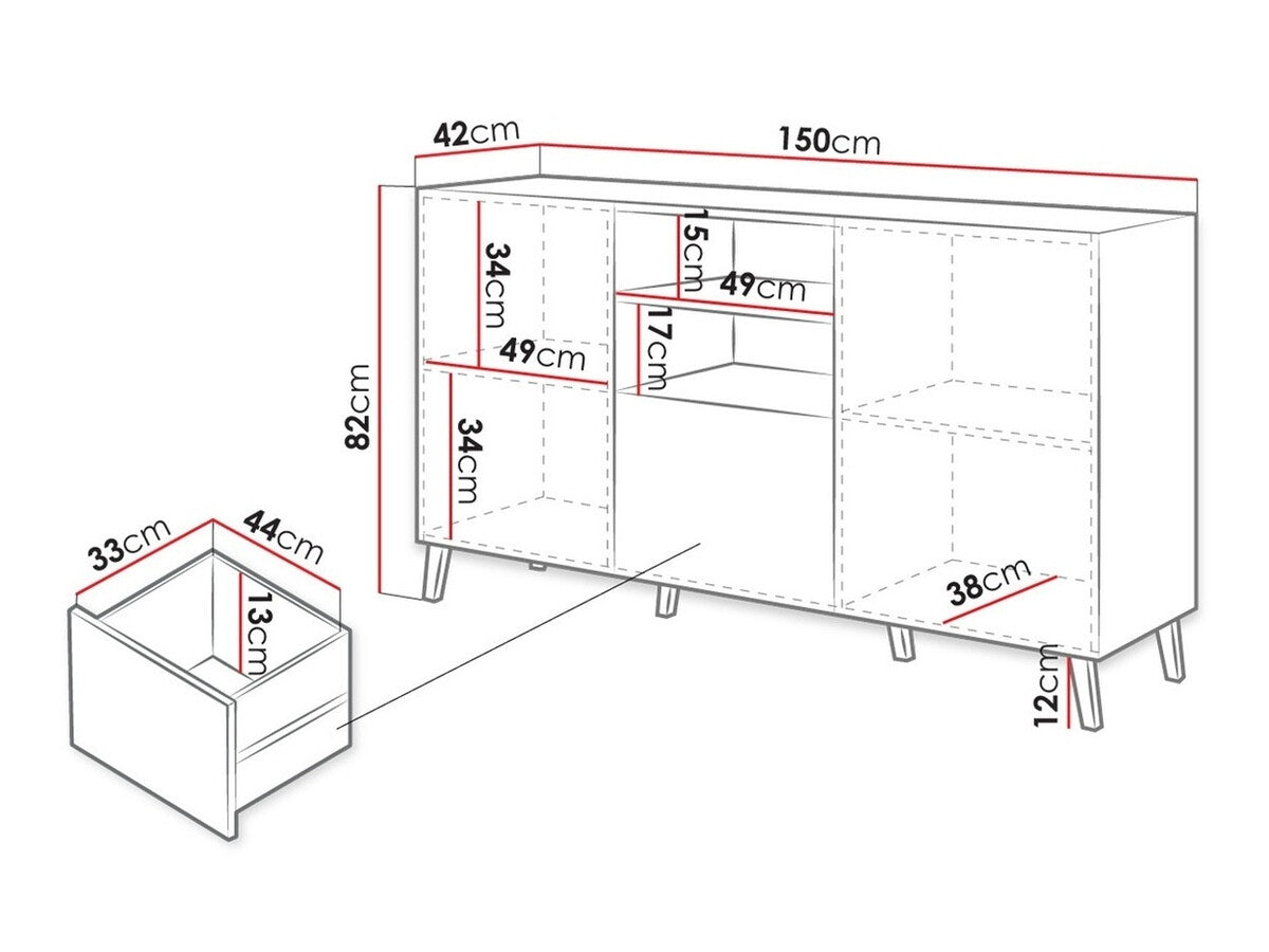 Komód ABETO (Zitok), Szín: Fekete + Fényes fekete
