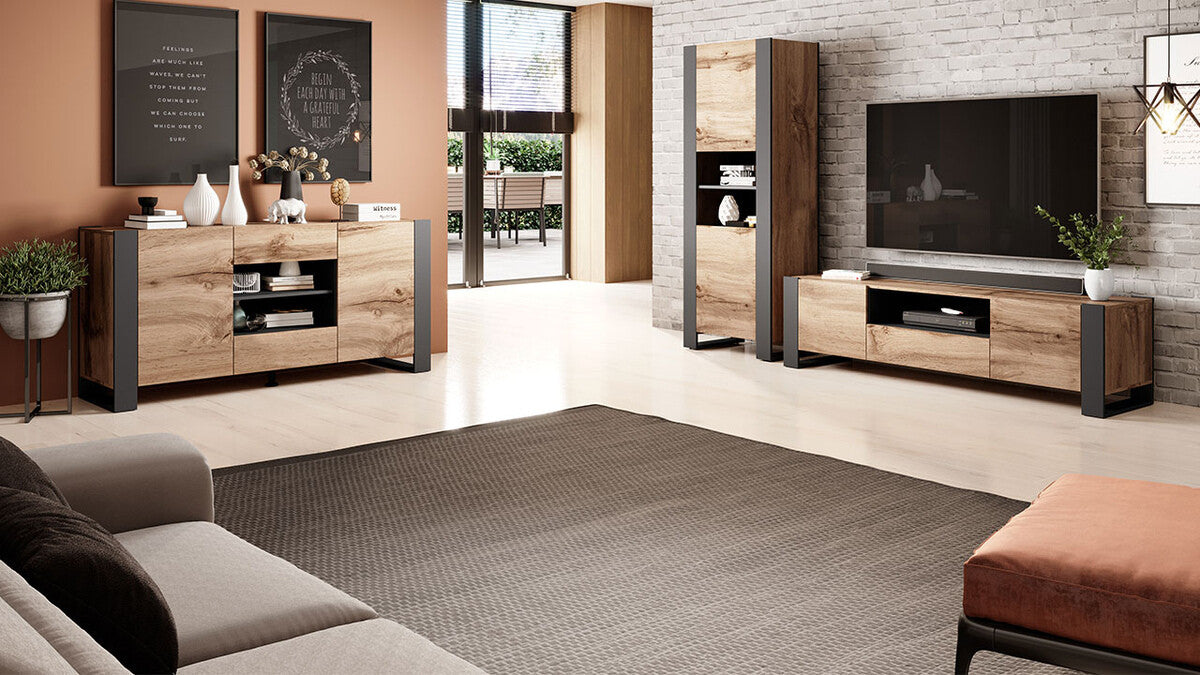 Könyvespolc Witryna WOOD_NEW Wotan / Antracyt