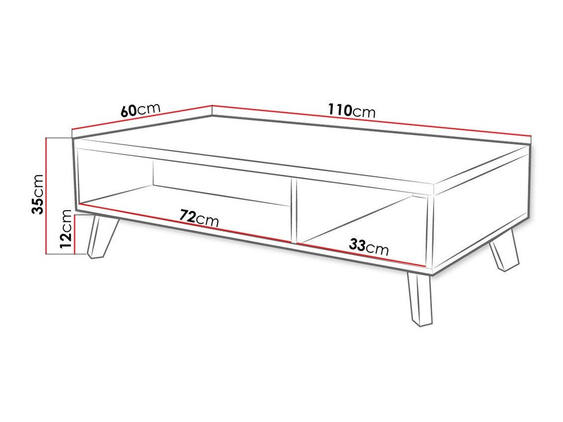 Dohányzóasztal LOTTA II 110 (Sanna 110), Szín: Wotan tölgy + Fekete