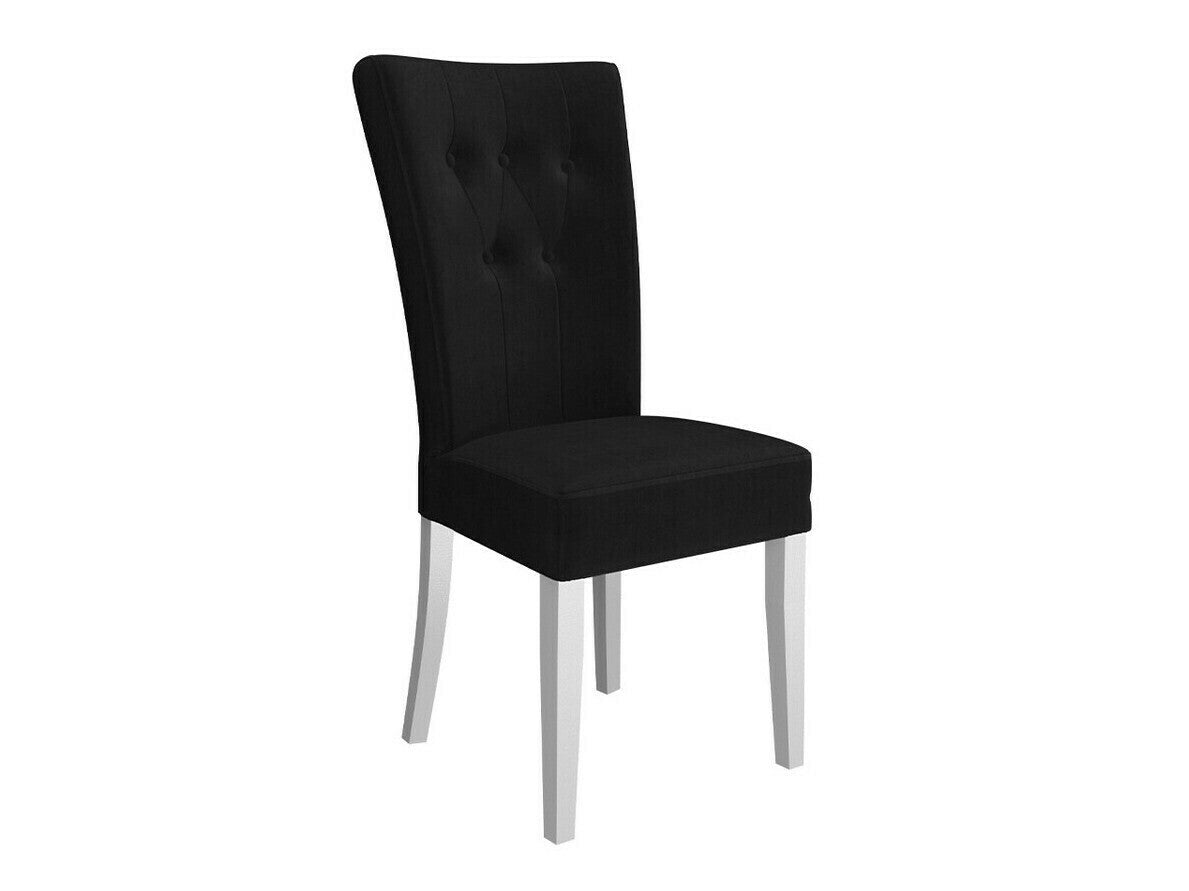 Étkezőgarnitúra Zestaw 09 6xS67 SKANDI 140x80, Szék színe: Fehér + Magic Velvet 2219, Asztal színe: Fekete, Színes dekorációk: Ezüst