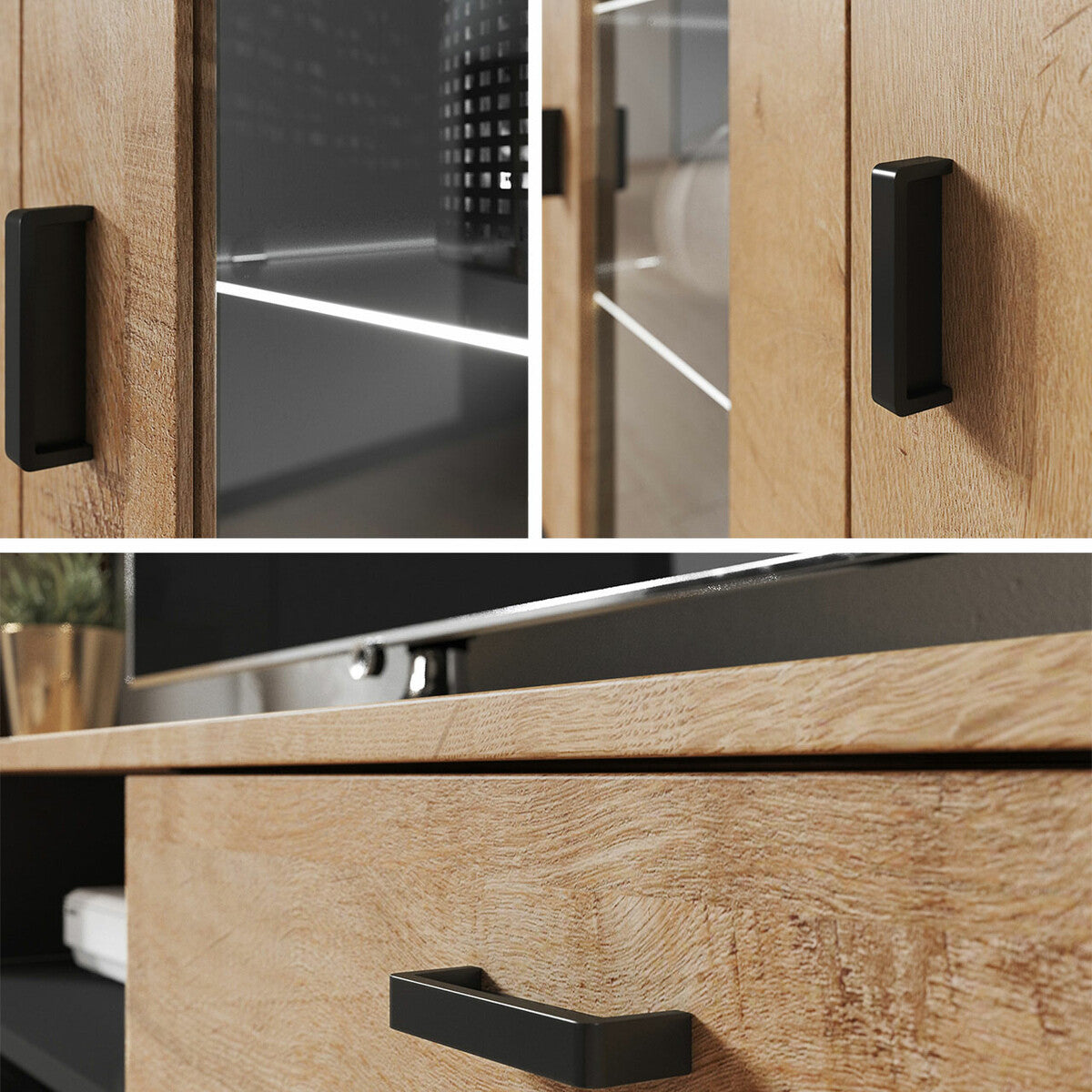 Fali szekrény Soho B2 (Boho B2), Szín: Fehér + Fényes fehér, Led világítás: Fehér