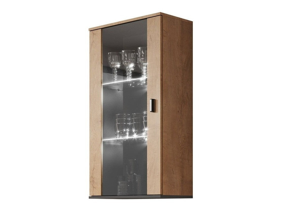 Fali szekrény Soho B2 (Boho B2), Szín: Lefkas tölgy + Fekete, Led világítás: RGB