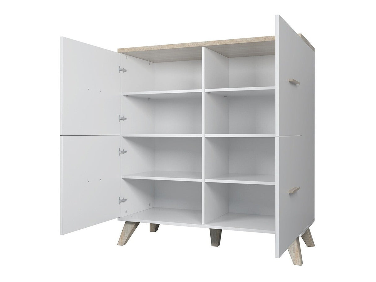 Szekrény LOTTA 110 4D (Sanna 110 4D), Szín: Wotan tölgy + Fekete