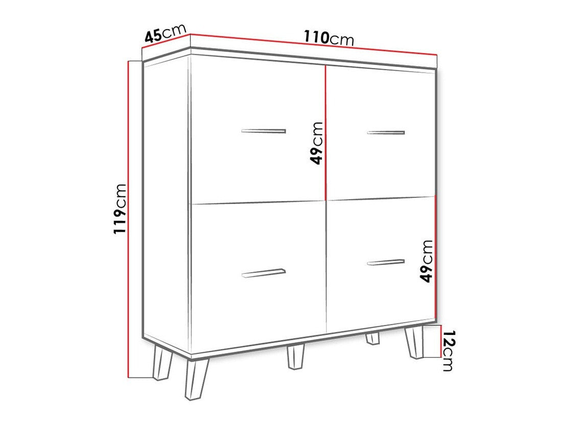 Szekrény LOTTA 110 4D (Sanna 110 4D), Szín: Wotan tölgy + Fekete