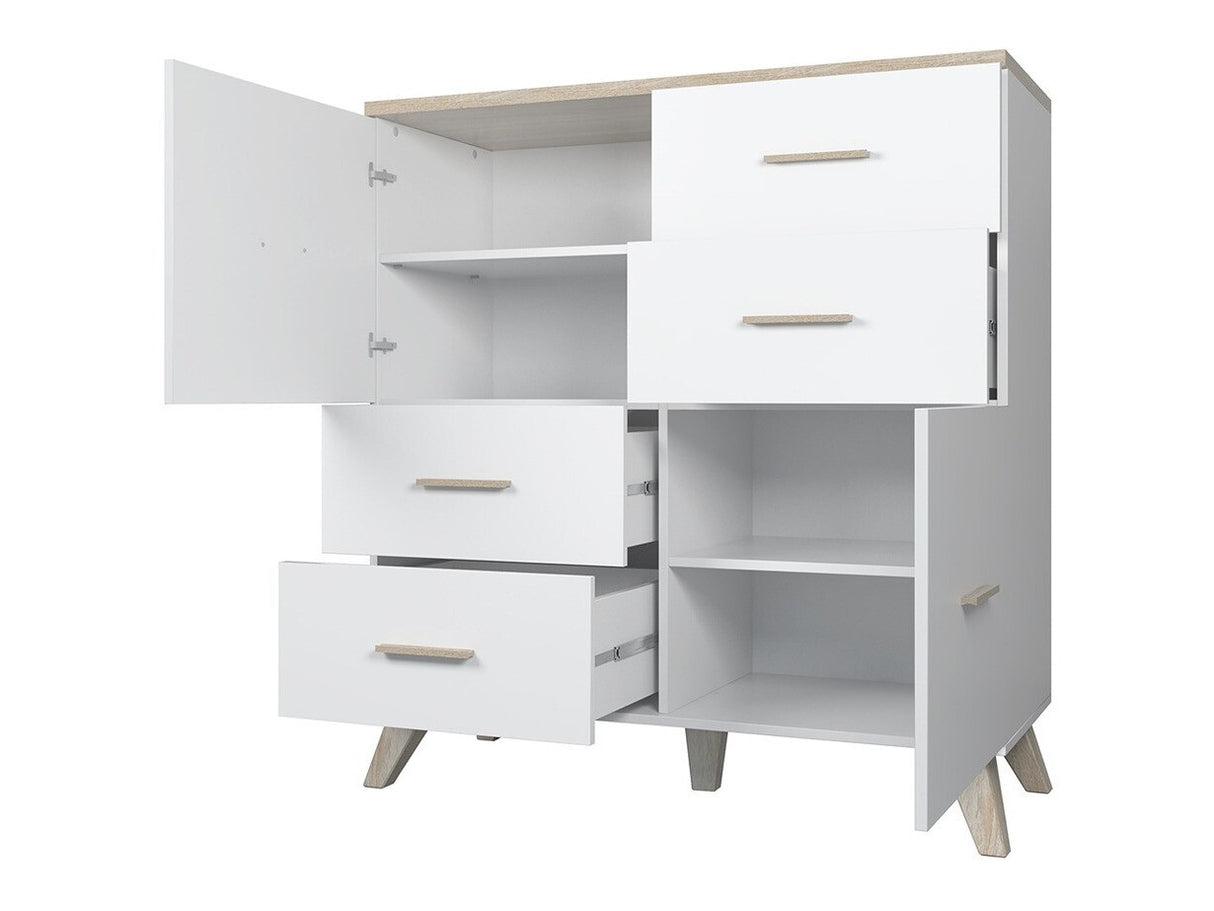 Komód LOTTA 110 2D4S (Sanna 110 2D4S), Szín: Wotan tölgy + Fekete