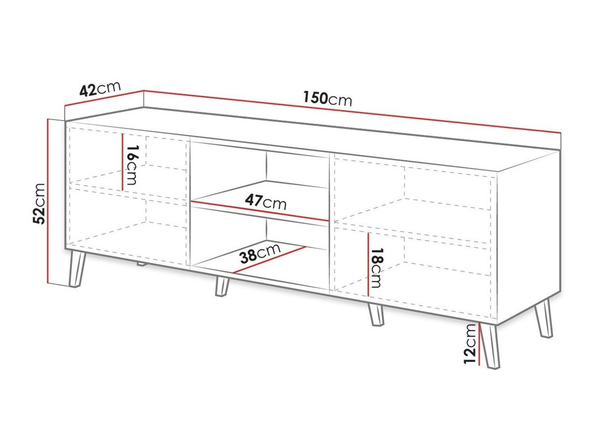 TV-állvány ABETO 150 (Zitok 150), Szín: Fehér + Fényes fehér