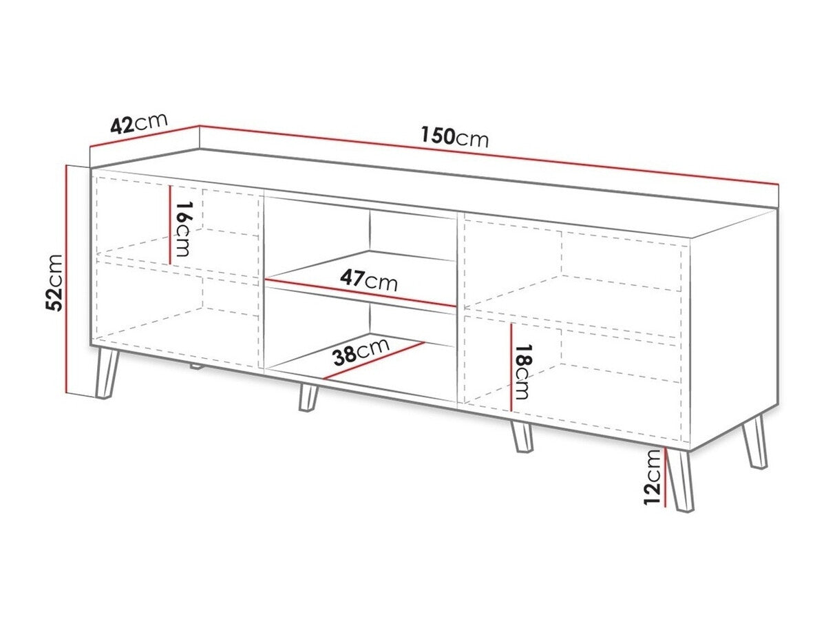 TV-állvány ABETO 150 (Zitok 150), Szín: Grafit + Fényes grafit