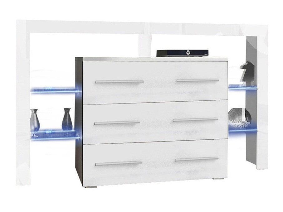 Komód RIVA Plus (Ravido Plus), Szín: Fehér + Fényes fehér