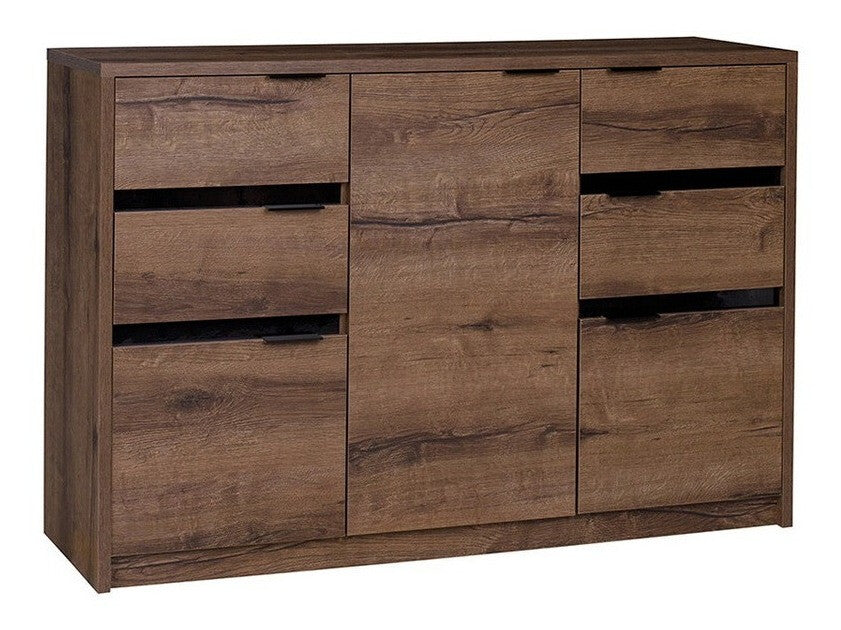 Komód Denver (Verdek K3D4SZ VD02), Szín: Monastery tölgy + Fényes fekete