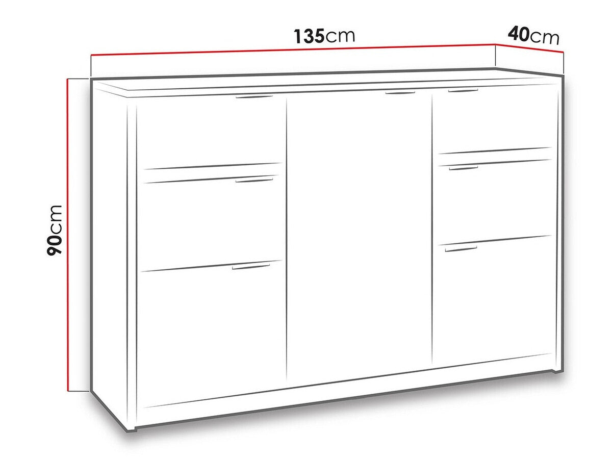 Komód Denver (Verdek K3D4SZ VD02), Szín: Monastery tölgy + Fényes fekete