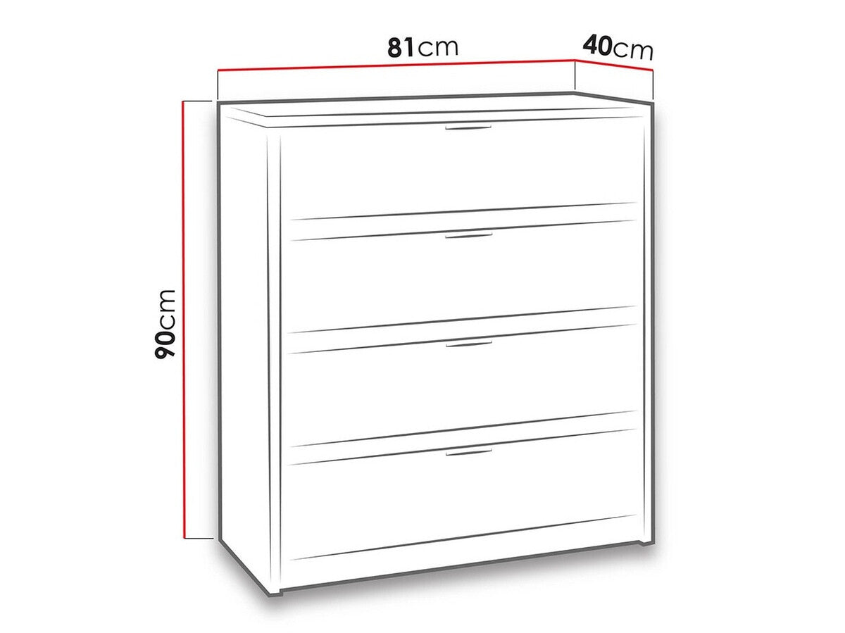 Komód Denver (Verdek K4SZ VD03) I, Szín: Monastery tölgy + Fényes fekete