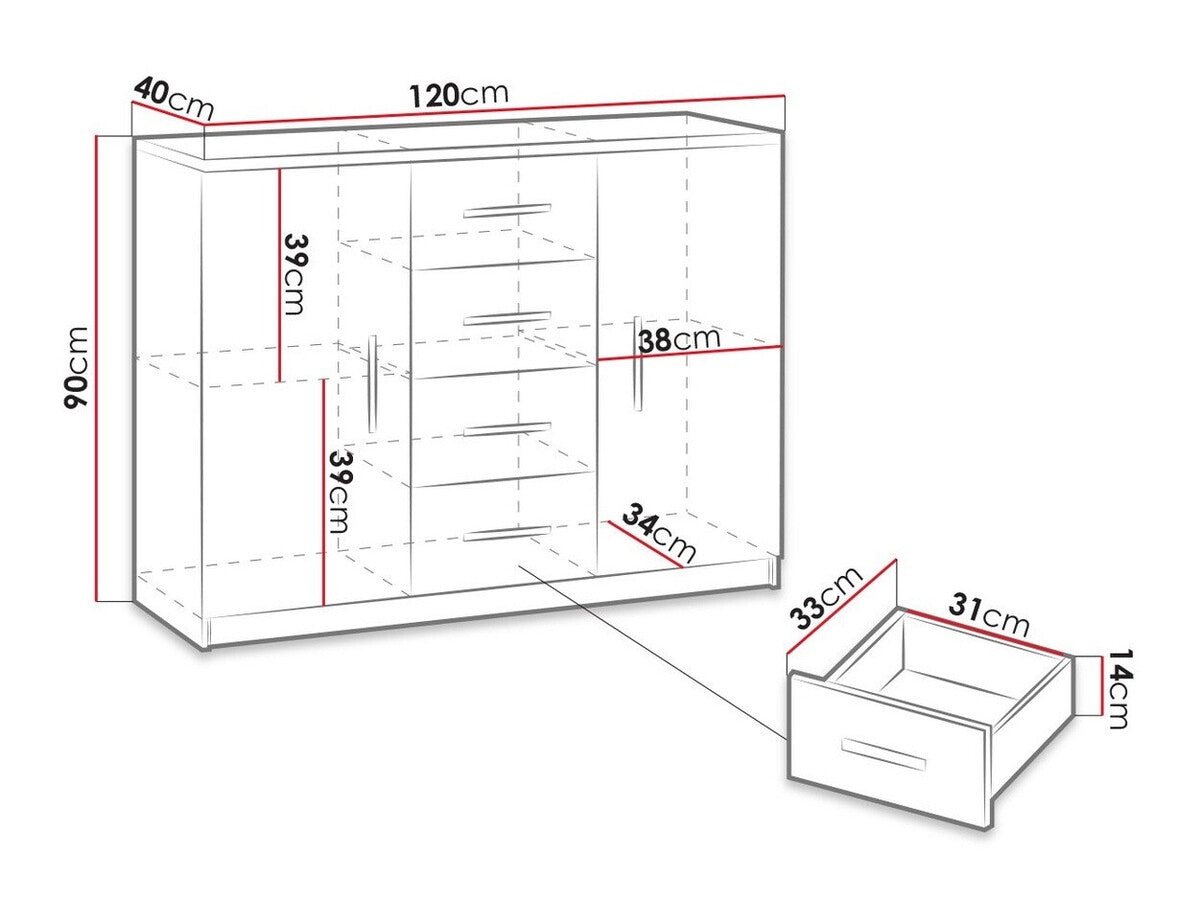 Komód Bonem K2D4SZ (Klerk KE01), Szín: Monastery tölgy