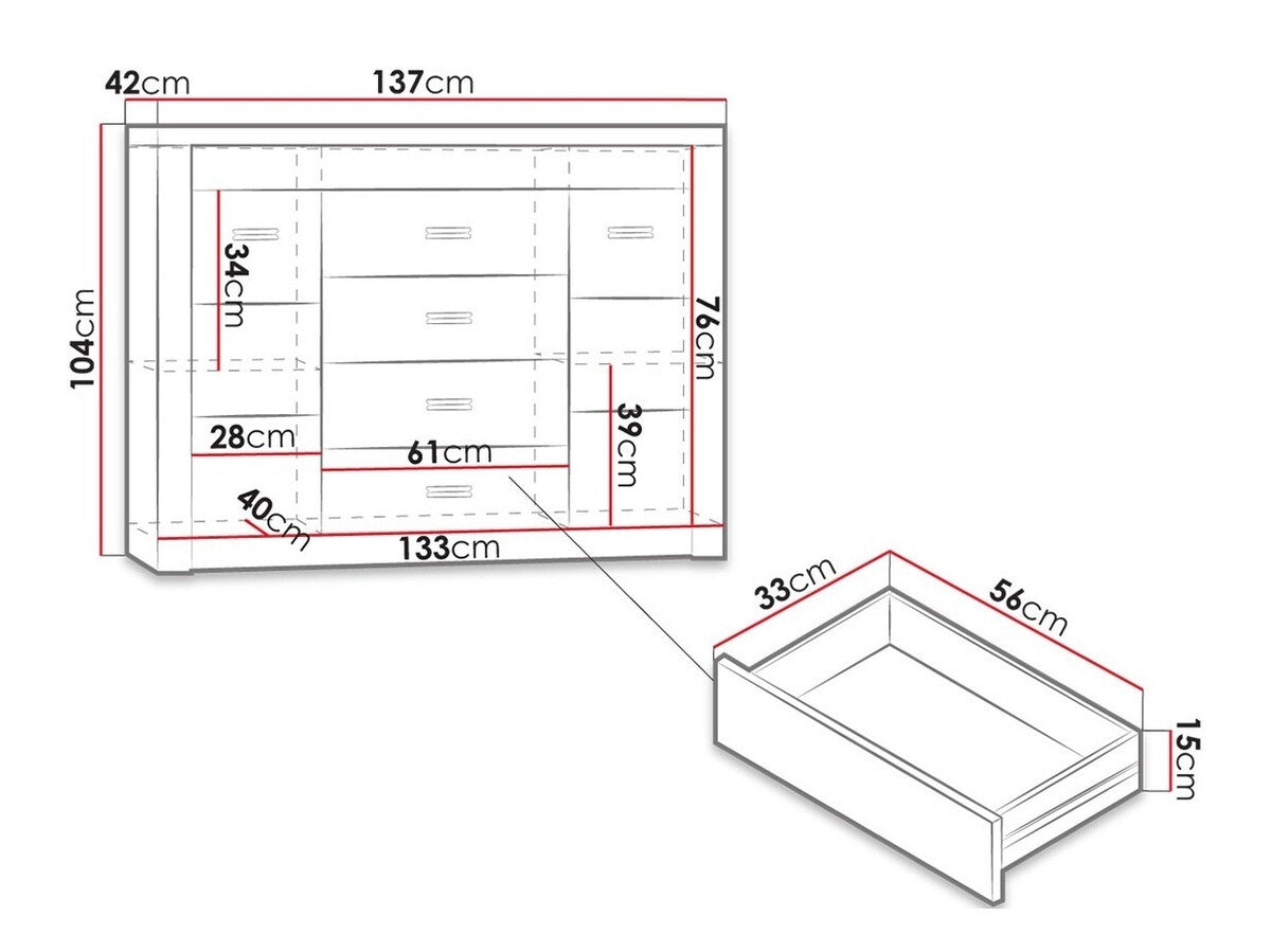 Komód Indianapolis (Nadia N07), Szín: Kőrisfa, Led világítás: Igen