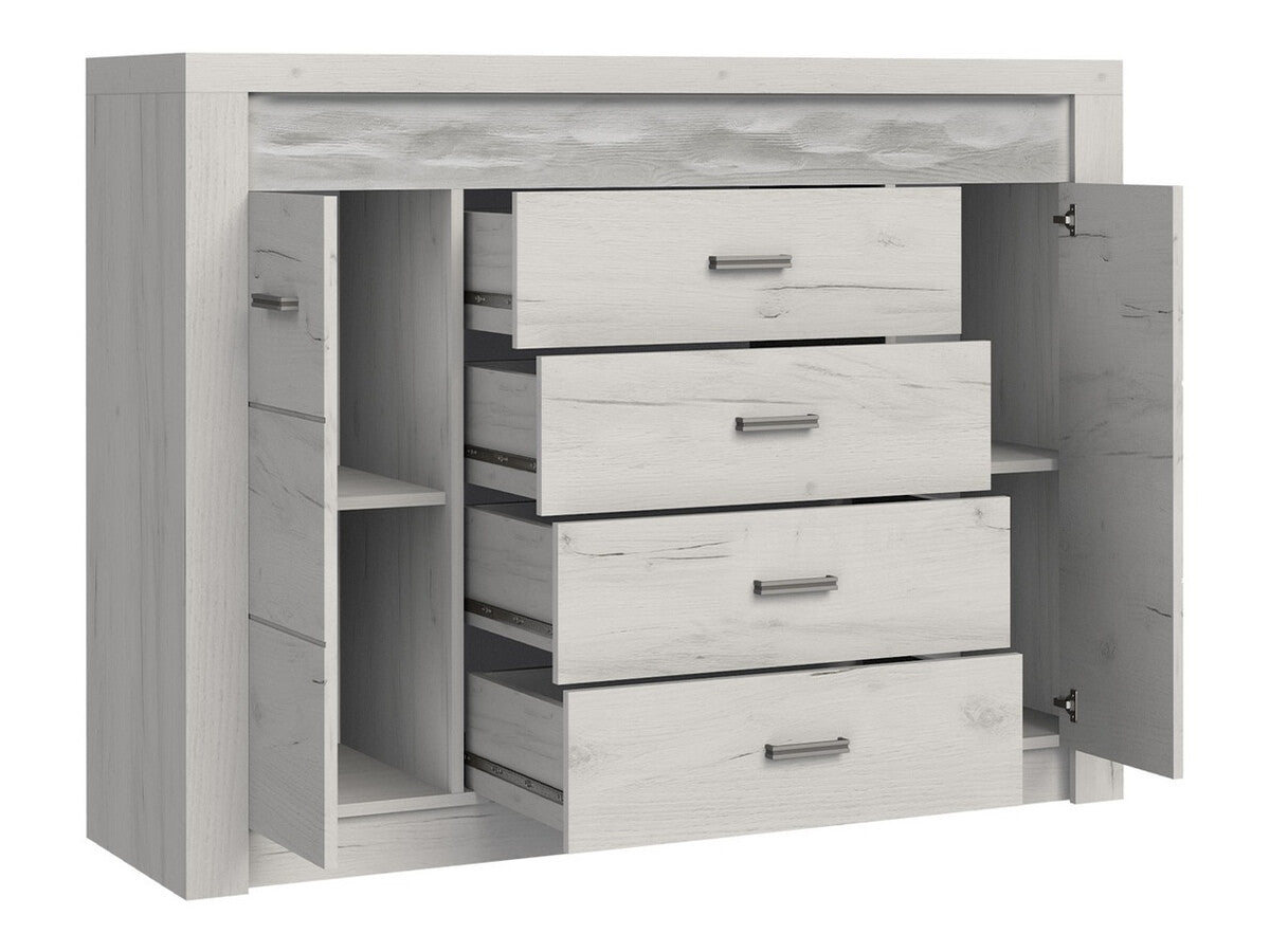 Komód Indianapolis (Nadia N07), Szín: Kézműves fehér, Led világítás: Nem