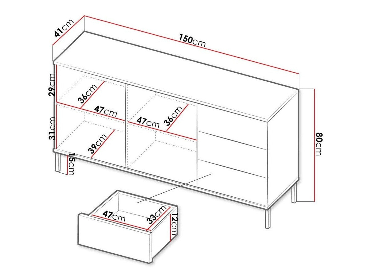 Komód Querty K2D3SZ (Marinez MR01), Szín: Fehér