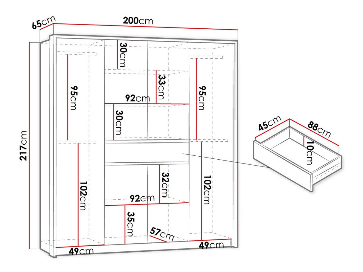 Gardróbszekrény Split 200 (Pasita 200), Szín: Fehér