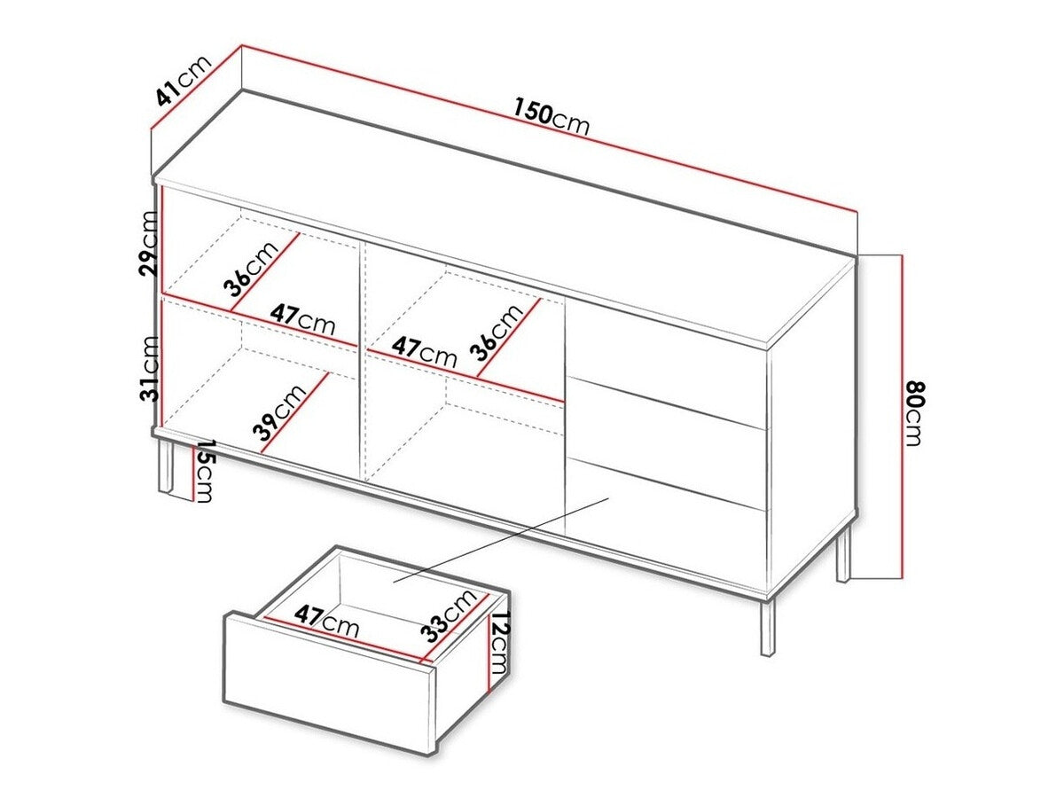 Komód Querty K2D3SZ (Marinez MR01), Szín: Fekete