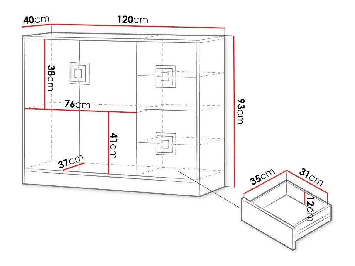 Komód Nico (Niczi NI08), Szín: Világos tölgy + Fehér + Türkiz