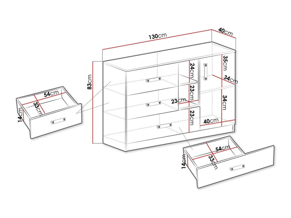 Komód Trafiko 130 (Tofiko TO07), Szín: Fehér + Türkiz