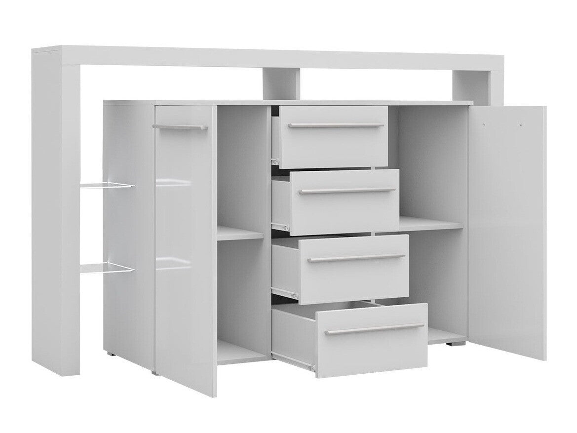 Komód RIVA II Plus (Ravido II Plus), Szín: Fehér + Fényes szürke