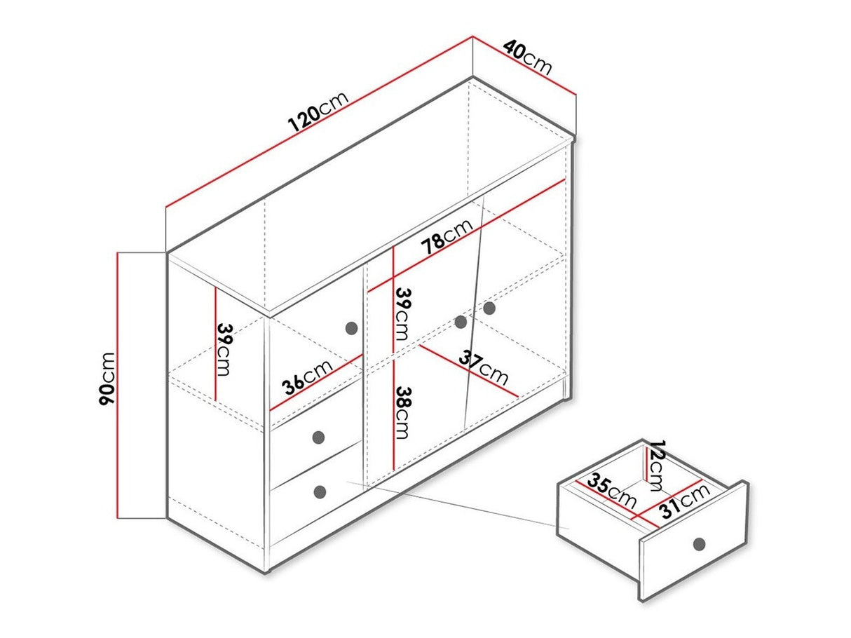 Komód Nero 7 (Wurak), Szín: Artisan tölgy + Fehér