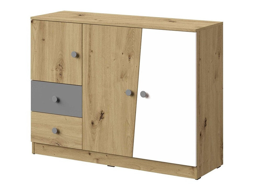 Komód Nero 7 (Wurak), Szín: Artisan tölgy + Fehér + Szürke