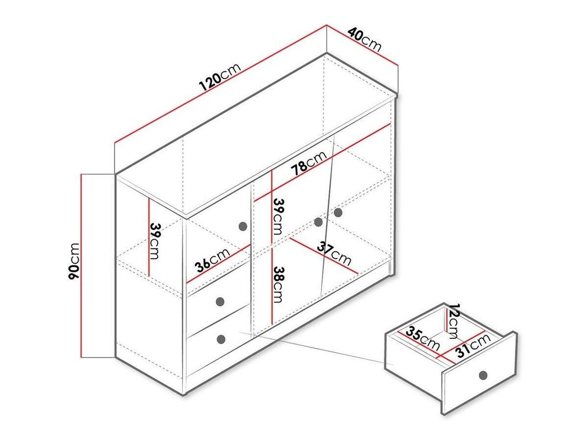 Komód Nero 7 (Wurak), Szín: Artisan tölgy + Fehér + Szürke