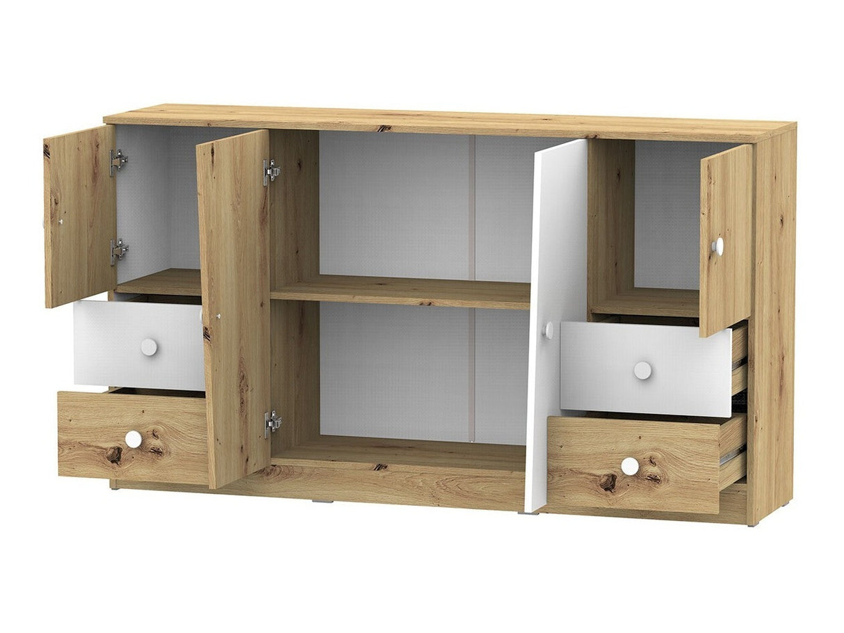 Komód Nero 6, Szín: Artisan tölgy + Fehér