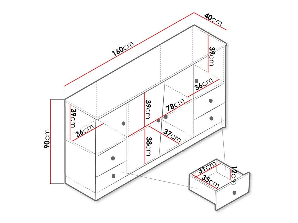 Komód Nero 6, Szín: Artisan tölgy + Fehér