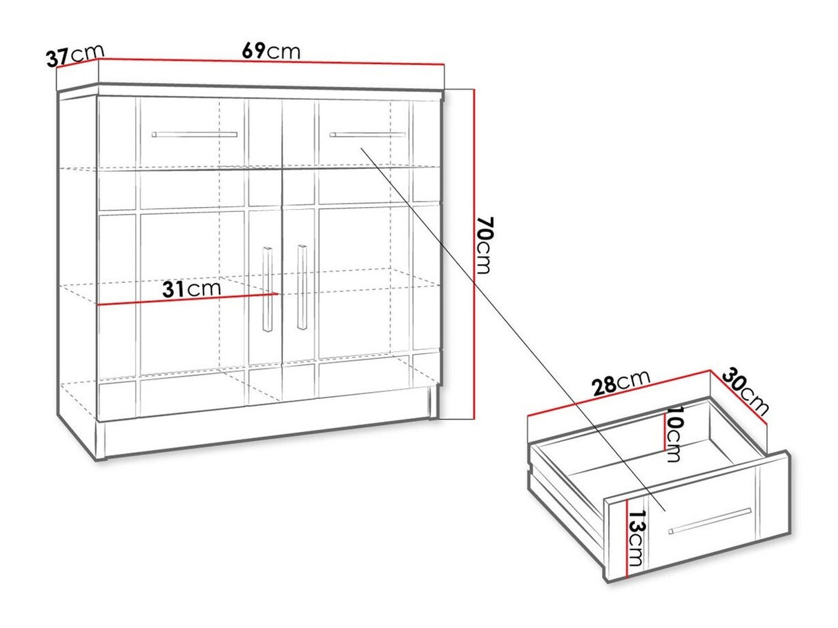 Komód PARIS 2F2S (Passion fruit), Szín: Sonoma tölgy