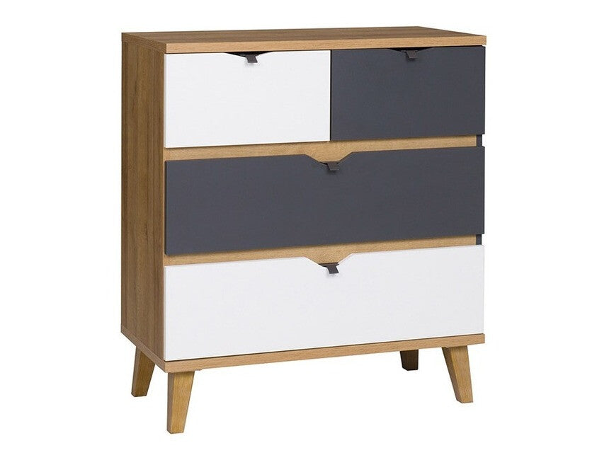 Komód MEMONE K4SZ (Temero), Szín: Arany tölgy + Grafit + Fehér