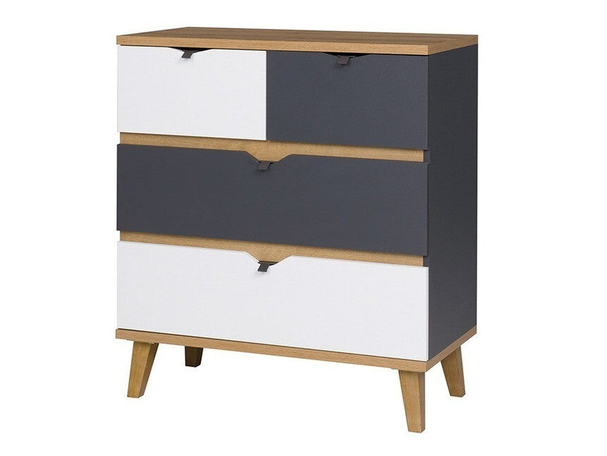 Komód MEMONE K4SZ (Temero), Szín: Arany tölgy + Grafit + Fehér