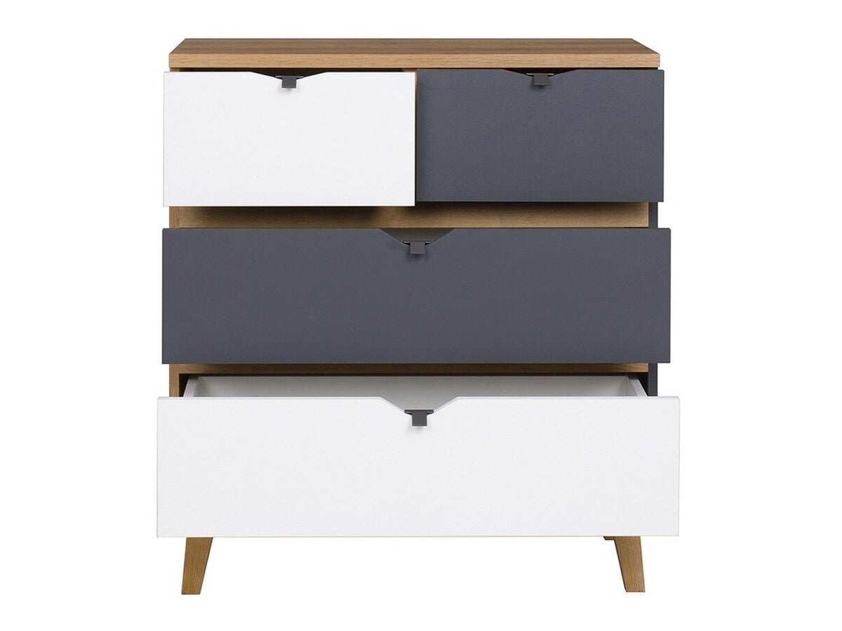 Komód MEMONE K4SZ (Temero), Szín: Arany tölgy + Grafit + Fehér