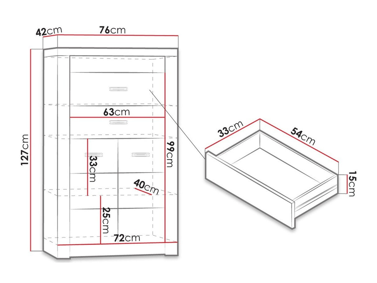 Komód Indianapolis (Nadia N06), Szín: Sötét kőris, Led világítás: Nem