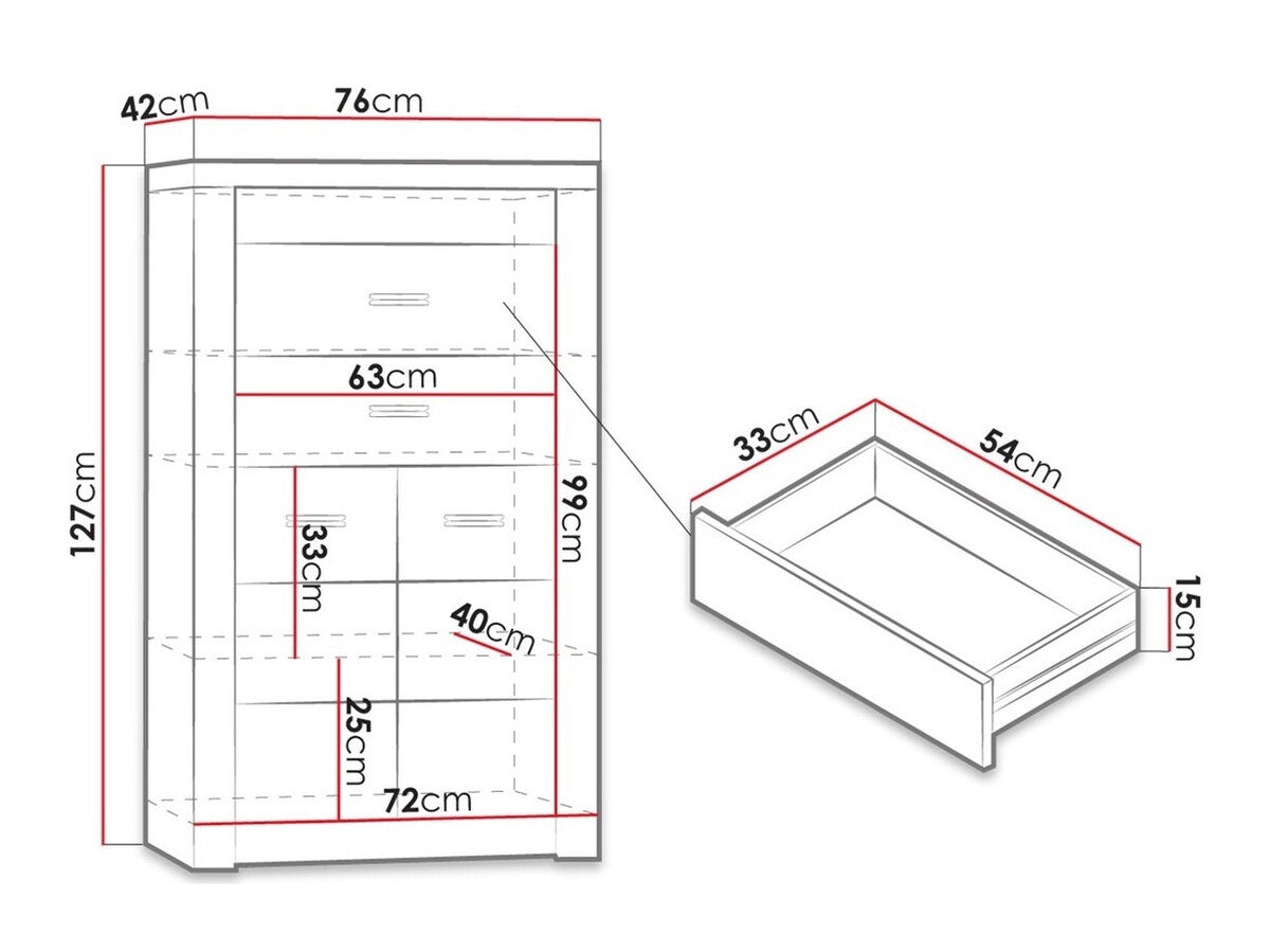 Komód Indianapolis (Nadia N06), Szín: Kőrisfa, Led világítás: Nem