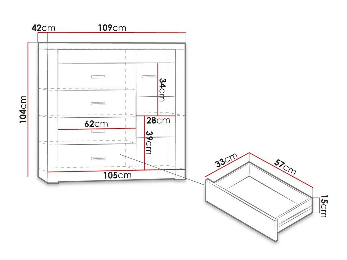Komód Indianapolis (Nadia N17), Szín: Sötét kőris, Led világítás: Igen