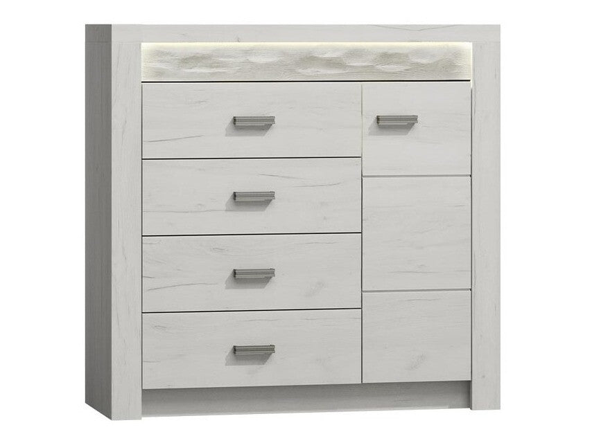 Komód Indianapolis (Nadia N17), Szín: Kézműves fehér, Led világítás: Igen