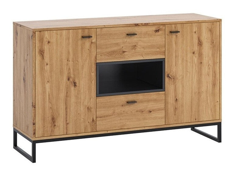 Komód Olier K2D2SZ OL02, Szín: Artisan tölgy + Fekete