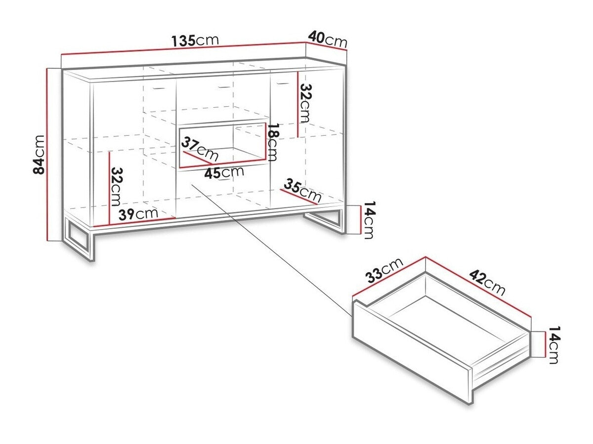 Komód Olier K2D2SZ OL02, Szín: Artisan tölgy + Fekete