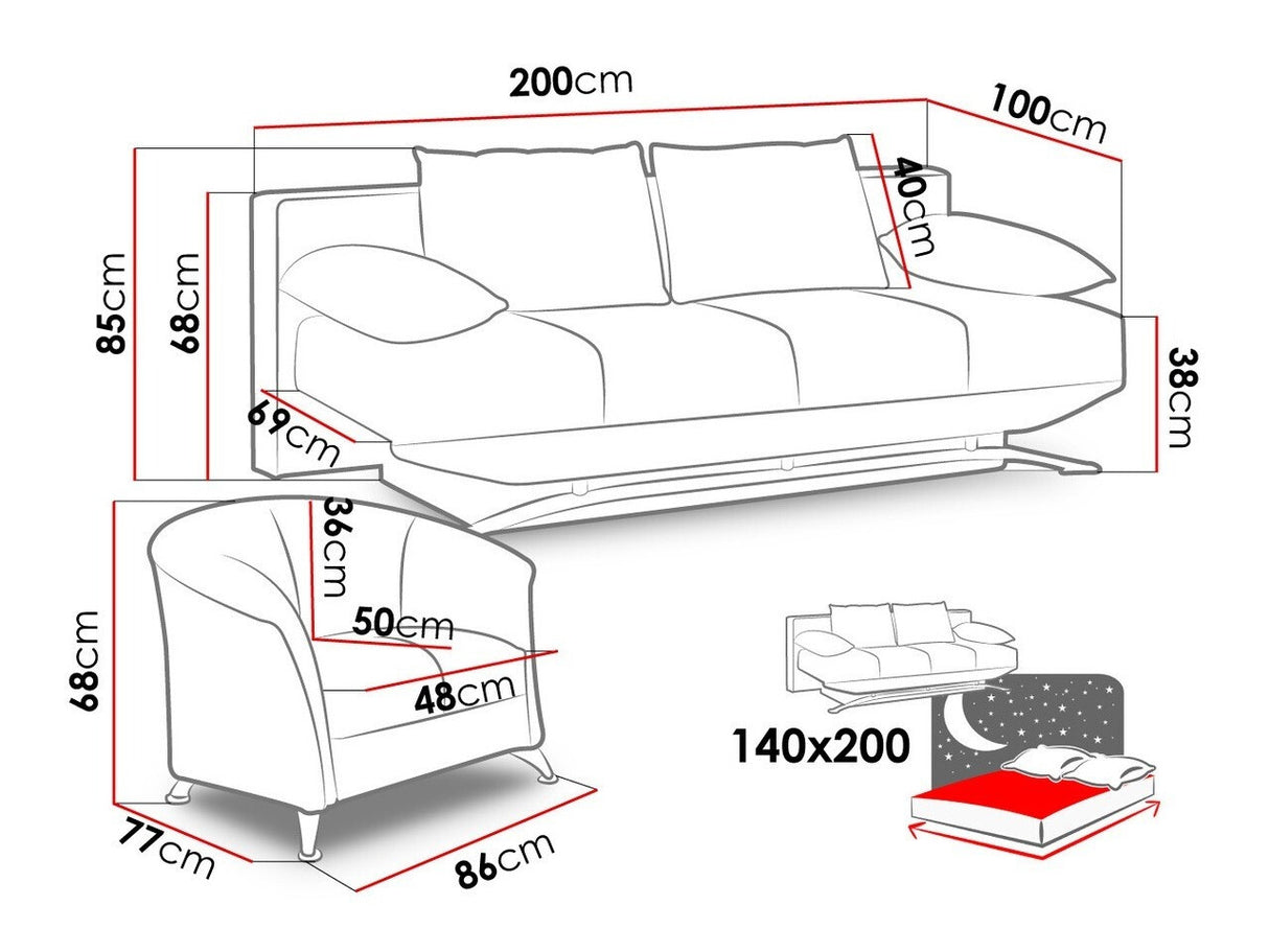 Kárpitozott bútorok Zestaw Olier (Augusto), Szín: Soft 020