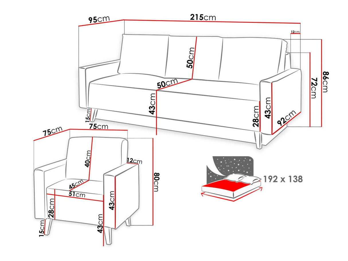 Kárpitozott bútorok MEMONE II, Szín: Gomez 12 + Lobox 05