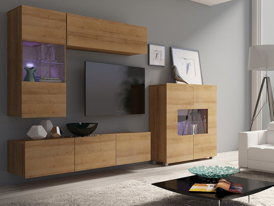 Szekrény Calabrini (Bralani BR01), Szín: Arany tölgy, Led világítás: Ez kék