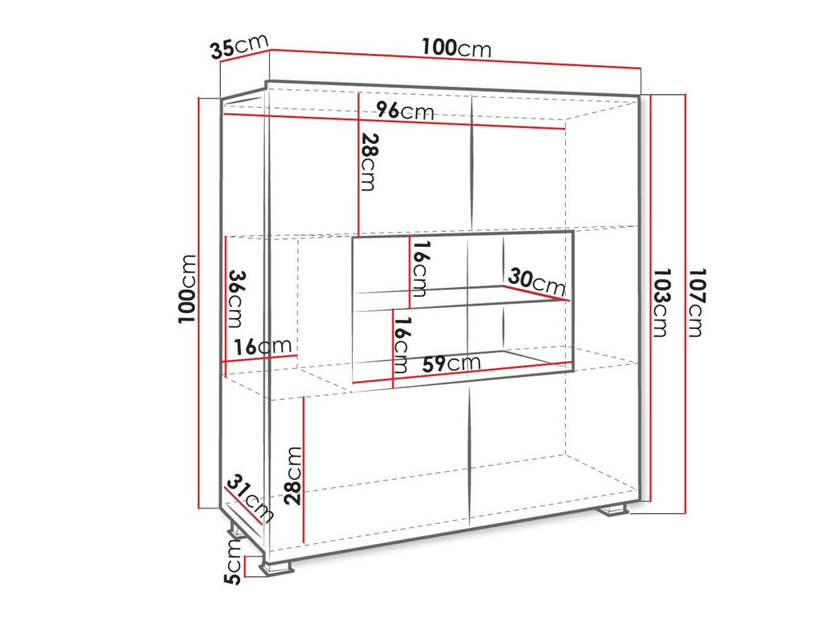 Szekrény Calabrini (Bralani BR01), Led világítás: Ez kék, Szín: Fehér + Fényes fehér