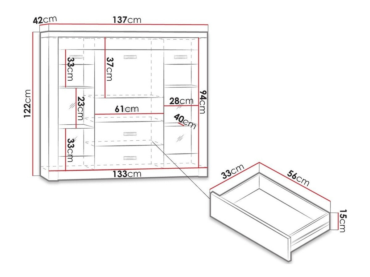 Komód Indianapolis (Nadia N08), Szín: Kőrisfa, Led világítás: Nem